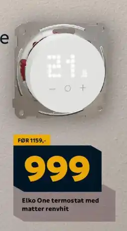 Megaflis Elko One termostat med matter renvhit tilbud