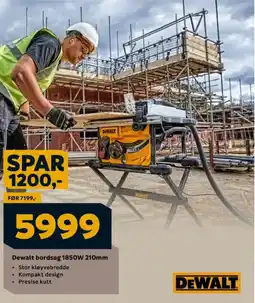 Megaflis Dewalt bordsag 1850W 210mm tilbud