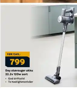 Megaflis Day støvsuger akku 22.2v 120w sort tilbud
