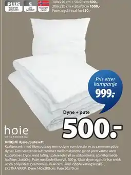 JYSK UNIQUE dyne-/putesett tilbud