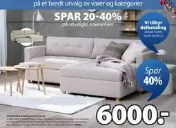 JYSK TEGLHUSE sovesofa med sjeselong, NOK 6000 tilbud