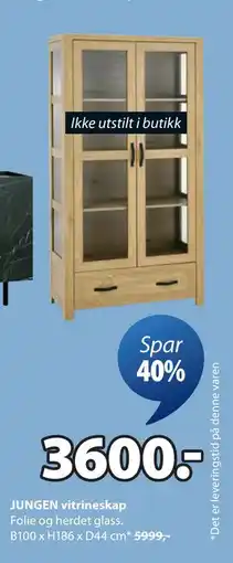 JYSK JUNGEN vitrineskap, NOK 3600 tilbud