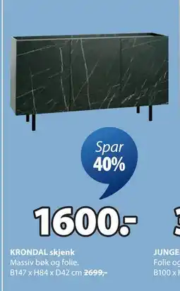 JYSK KRONDAL skjenk, NOK 1600 tilbud