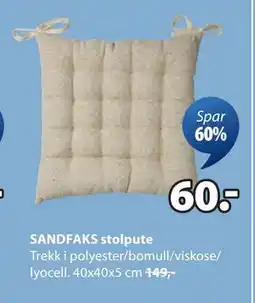 JYSK SANDFAKS stolpute, NOK 60 tilbud