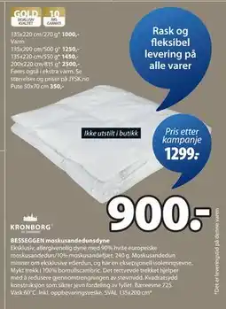 JYSK BESSEGGEN moskusandedunsdyne tilbud
