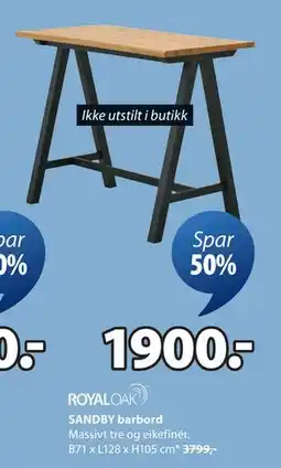 JYSK SANDBY barbord, NOK 1900 tilbud