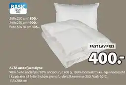 JYSK ALTA andefjærsdyne tilbud