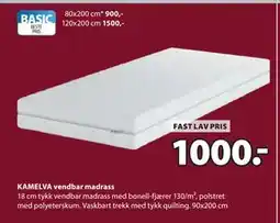 JYSK KAMELVA vendbar madrass, NOK 1000 tilbud