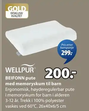 JYSK BEIFONN pute med memoryskum til barn, NOK 200 tilbud