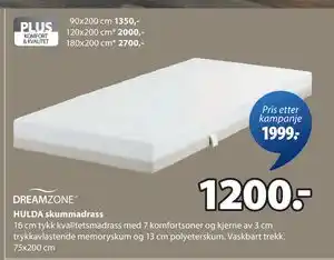 JYSK HULDA skummadrass tilbud