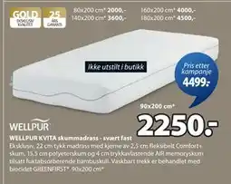 JYSK WELLPUR KVITA skummadrass - svært fast, NOK 2250 tilbud