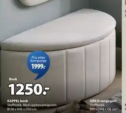 JYSK KAPPEL benk, NOK 1250 tilbud