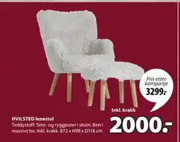 JYSK HVILSTED lenestol, NOK 2000 tilbud