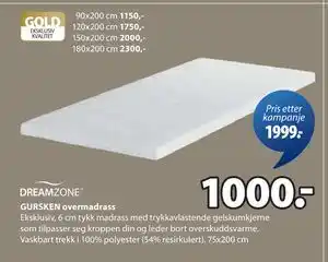 JYSK GURSKEN overmadrass tilbud