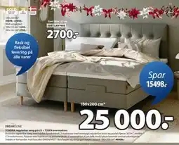 JYSK TONDRA regulerbar seng grå-23 + TOSEN overmadrass, NOK 25000 tilbud