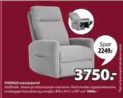 JYSK VONSILD massasjestol, NOK 3750 tilbud