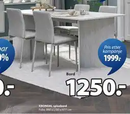 JYSK KRONDAL spisebord, NOK 1250 tilbud