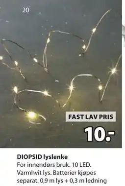 JYSK DIOPSID lyslenke, NOK 10 tilbud