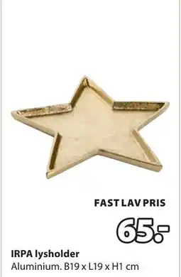 JYSK IRPA lysholder, NOK 65 tilbud