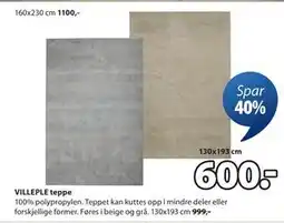 JYSK VILLEPLE teppe tilbud