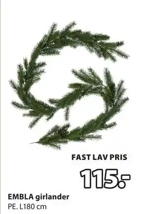 JYSK EMBLA girlander, NOK 115 tilbud