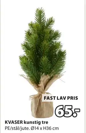 JYSK KVASER kunstig tre, NOK 65 tilbud