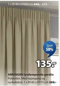 JYSK AMUNGEN lysdempende gardin tilbud