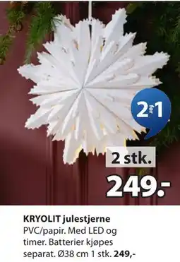 JYSK KRYOLIT julestjerne, NOK 249 tilbud