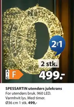 JYSK SPESSARTIN utendørs julekrans, NOK 499 tilbud