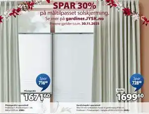 JYSK Plisségardin i spesialmål, NOK 1671.6 tilbud
