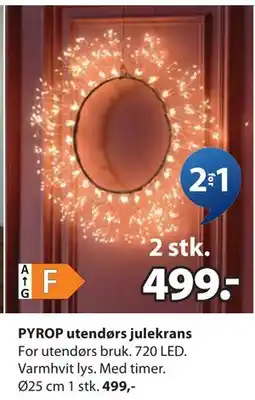 JYSK PYROP utendørs julekrans, NOK 499 tilbud