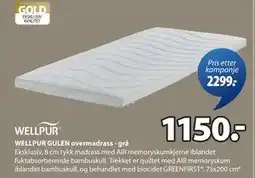 JYSK WELLPUR GULEN overmadrass - grå, NOK 1150 tilbud