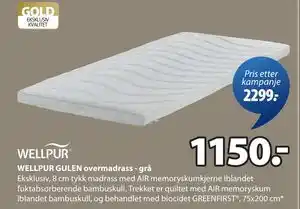 JYSK WELLPUR GULEN overmadrass - grå, NOK 1150 tilbud