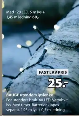 JYSK BAUGE utendørs lyslenke tilbud