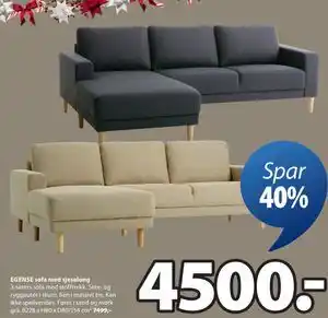 EGENSE sofa med sjeselong, NOK 4500