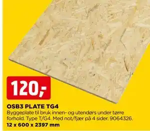 jem & fix OSB3 PLATE TG4, NOK 120 tilbud