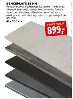 jem & fix BENKEPLATE 28 MM, NOK 899 tilbud
