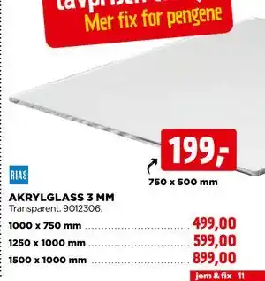 jem & fix AKRYLGLASS 3 MM tilbud