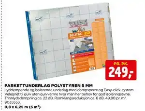 jem & fix PARKETTUNDERLAG POLYSTYREN 5 MM, NOK 249 tilbud