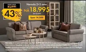 Fagmøbler Nevada 2+3 seter, NOK 18995 tilbud