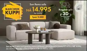 Fagmøbler San Remo 2-seter, NOK 14995 tilbud