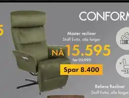 Fagmøbler Master recliner, NOK 15595 tilbud