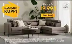 Fagmøbler Capri sofa, NOK 19995 tilbud