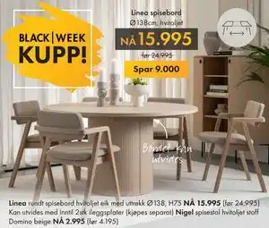 Linea spisebord, NOK 15995
