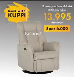 Fagmøbler Harmony recliner elektrisk, NOK 13995 tilbud