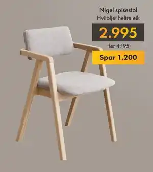 Fagmøbler Nigel spisestol, NOK 2995 tilbud