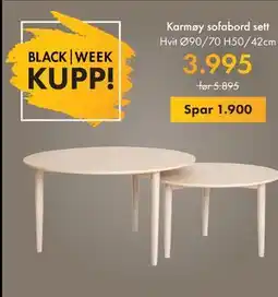 Fagmøbler Karmøy sofabord sett, NOK 3995 tilbud