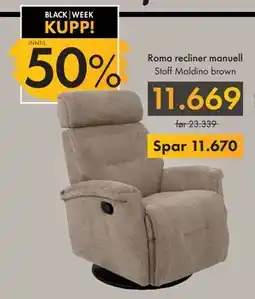 Fagmøbler Roma recliner manuell, NOK 11669 tilbud