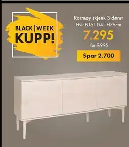 Fagmøbler Karmøy skjenk 3 dører, NOK 7295 tilbud