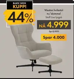 Fagmøbler Weston hvilestol m/skammel, NOK 4999 tilbud